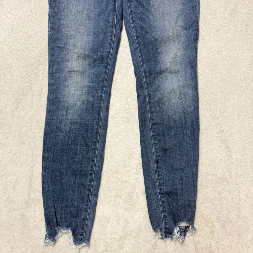 Lucky Brand Skinny Jeans Medium Wash Raw Frayed Step Hem Blue Womens Size 0/25